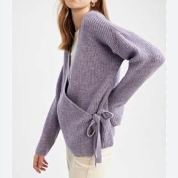 & Other Stories Rib Knit Wrap Cardigan in purple size small NWT - Picture 2 of 11